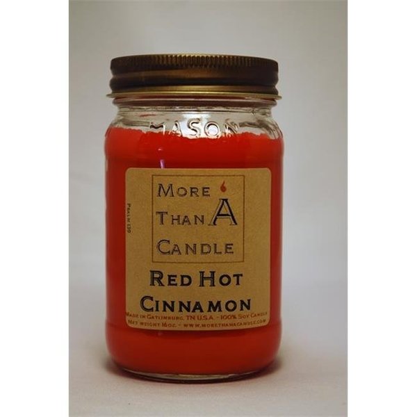 More Than A Candle More Than A Candle RHC16M 16 oz Mason Jar Soy Candle; Red Hot Cinnamon RHC16M